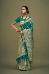 Teal Art Silk Banarasi Saree